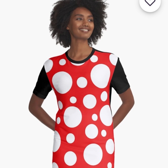 Red White Polka Dot Retro Tshirt Dress 2X by RedBubble Minnie Mouse Yayoi Dots - Picture 1 of 9